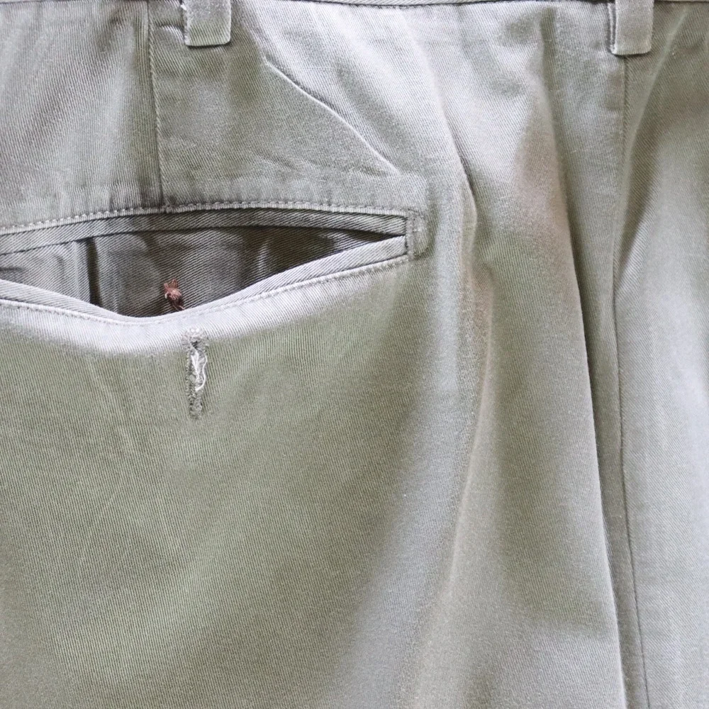 Daniel Cremieux Chino Pants 36x32 Green Mens Pleated Cuffed Cotton Trousers